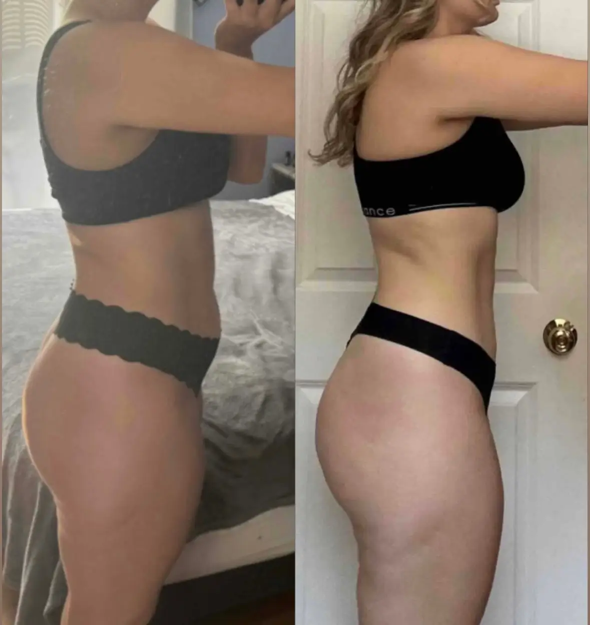 Before and after image of a client's side torso after taking fitness coaching from Kennedy Farrell