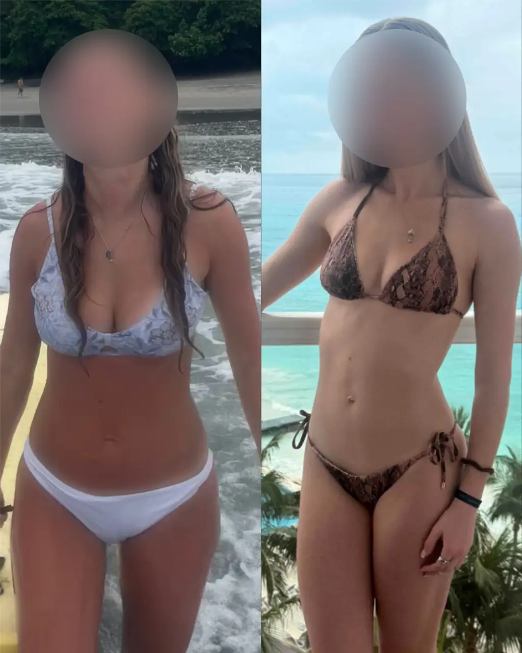 Before and after image of a client of Kennedy Farrell's online coaching who underwent online fitness coaching