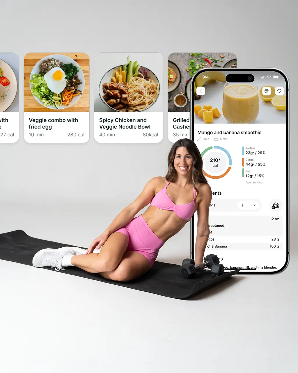 Kennedy Farrell showcasing meal planning features of a fitness app