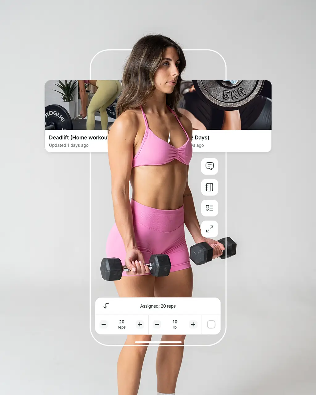 Kennedy Farrell demonstrating exercises through a fitness app
